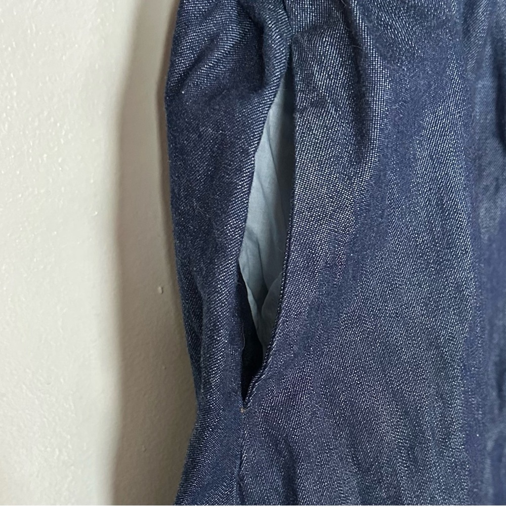 J. Crew Denim Tie Waist Tiered Hem Midi Dress Size 8 Old Money Preppy Minimalist - Picture 13 of 14
